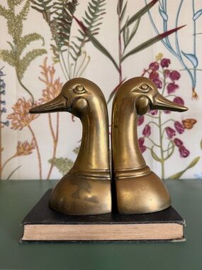 Brass Duck Bookends - Pair